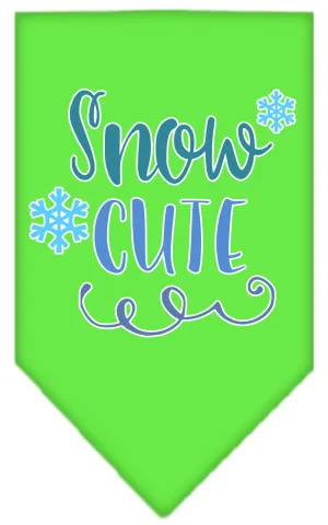 Snow Cute Screen Print Bandana Lime Green Large