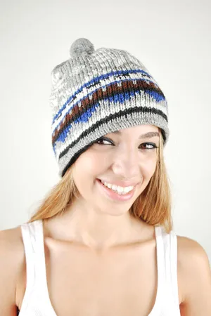 Snow flakes hat with pom pom