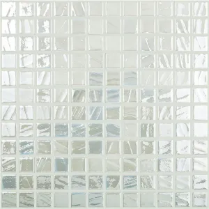Snow White Iridescent, 1" x 1" - Glass Tile