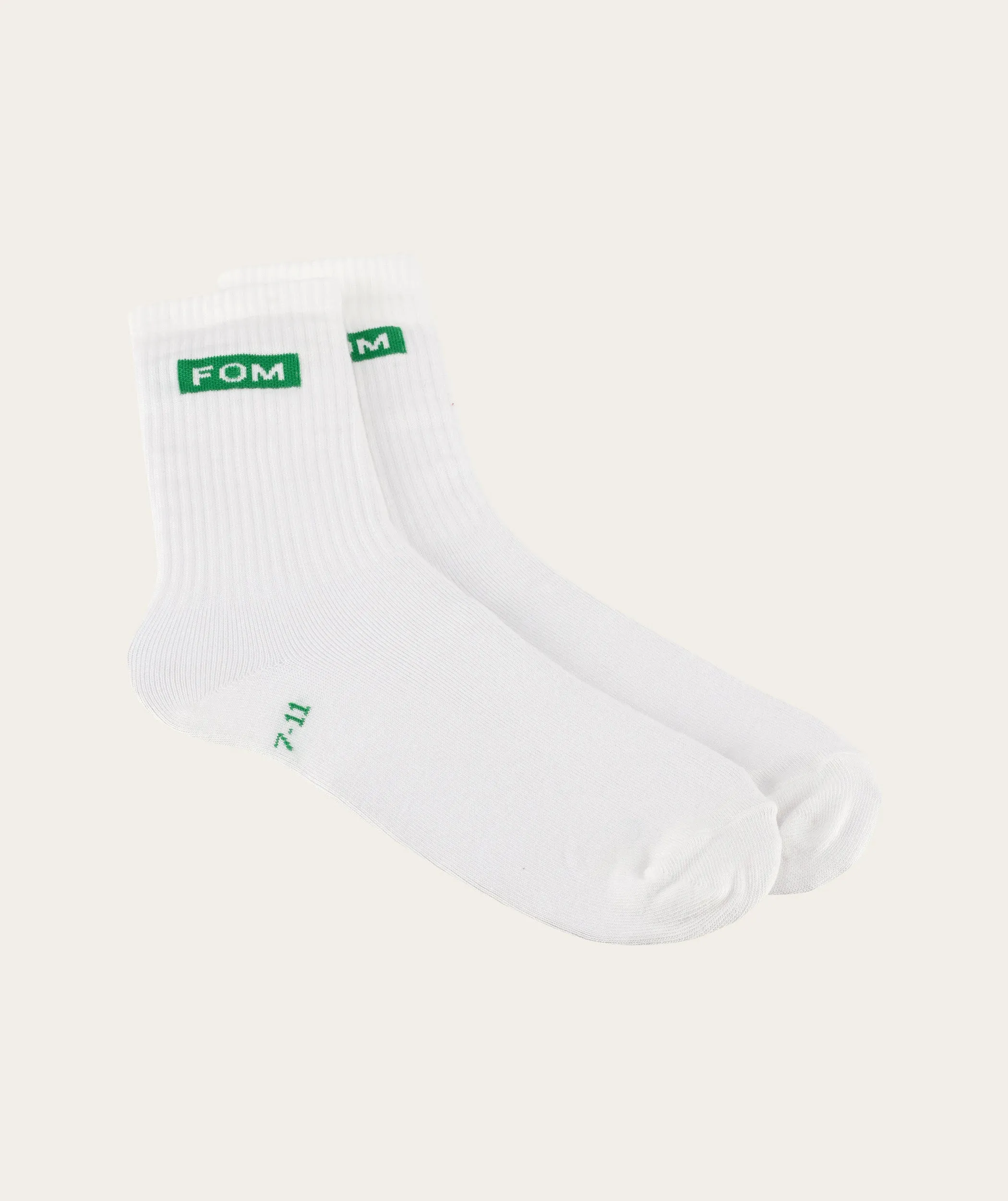 Socks FOM Crew Twin Pack - Green Knot & White FOM (Size 7-11)
