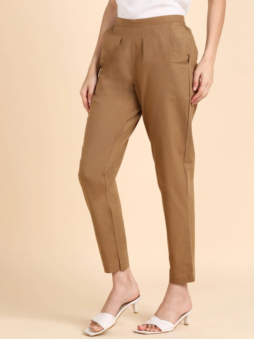 Soft Cotton Solid Color Pant - Chocolate Brown
