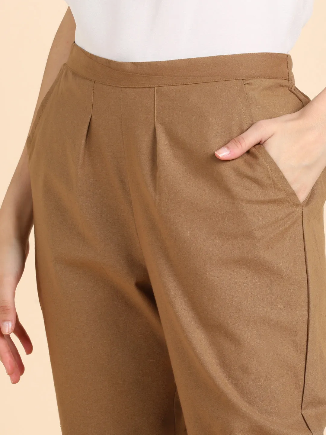 Soft Cotton Solid Color Pant - Chocolate Brown