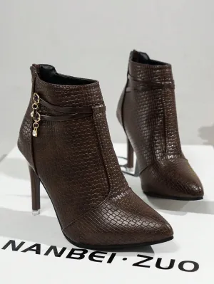 Soft Leather Diamond Buckle Decor, Elegant Women's Short Boots