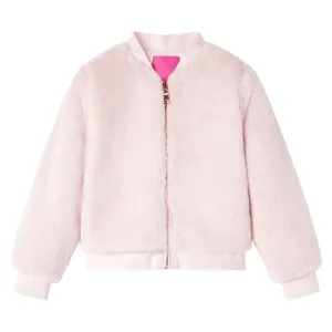 Soft Pink Kids' Faux Fur Jacket - Warm & Cozy, Ideal for Ages 9-10, Size 140