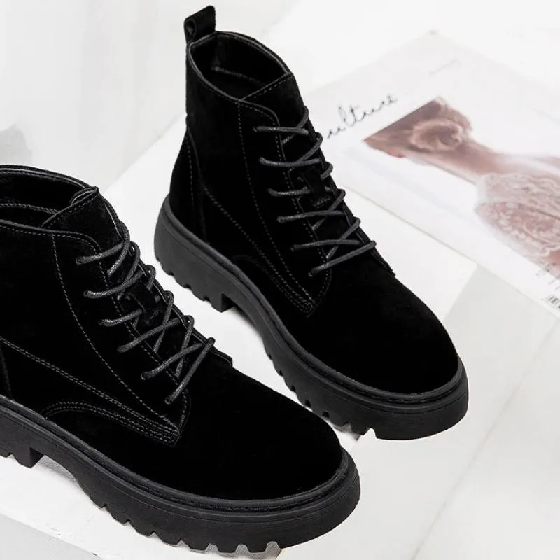 Soft Suede Lace-Up Ankle Boots