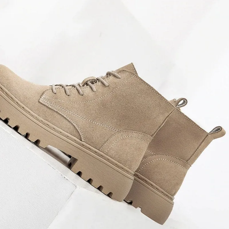 Soft Suede Lace-Up Ankle Boots
