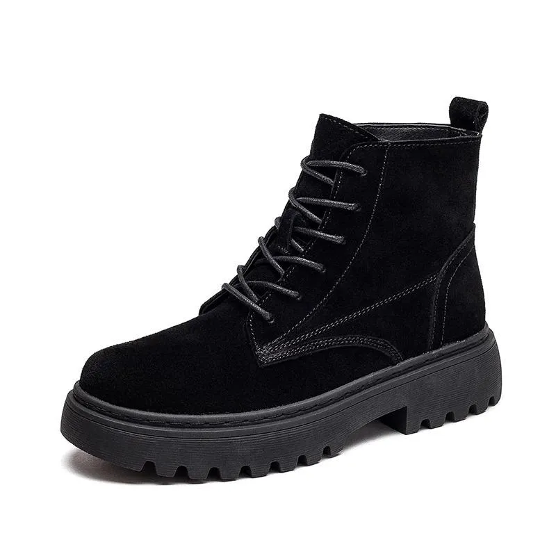 Soft Suede Lace-Up Ankle Boots
