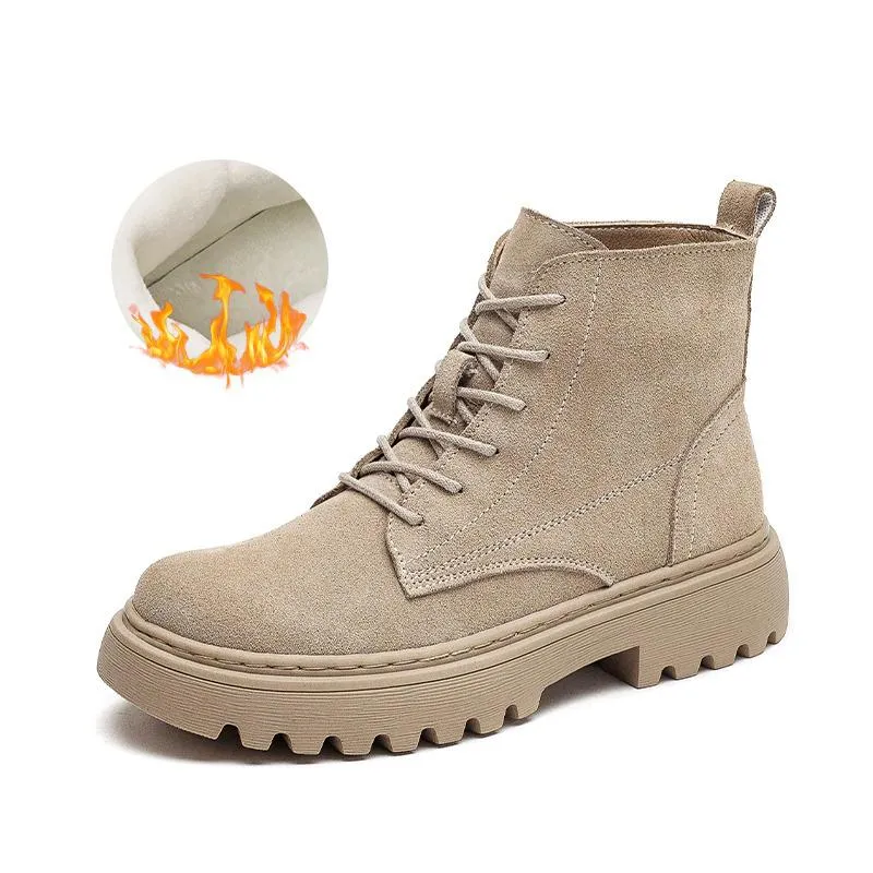 Soft Suede Lace-Up Ankle Boots