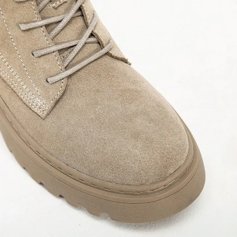 Soft Suede Lace-Up Ankle Boots