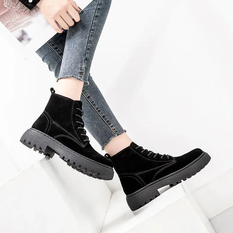 Soft Suede Lace-Up Ankle Boots