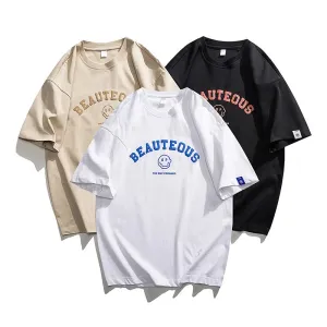 Soft Trendy Versatile Round Neck Print Short Sleeve Tee