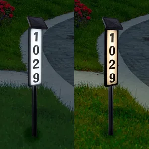 Solar Address Plaque with LED House Numbers, Driveway Marker and Street Sign, Outdoor Yard Decoration with Stake (35 Inches )
