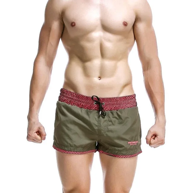 Solid Geometric Lining Sporty Shorts
