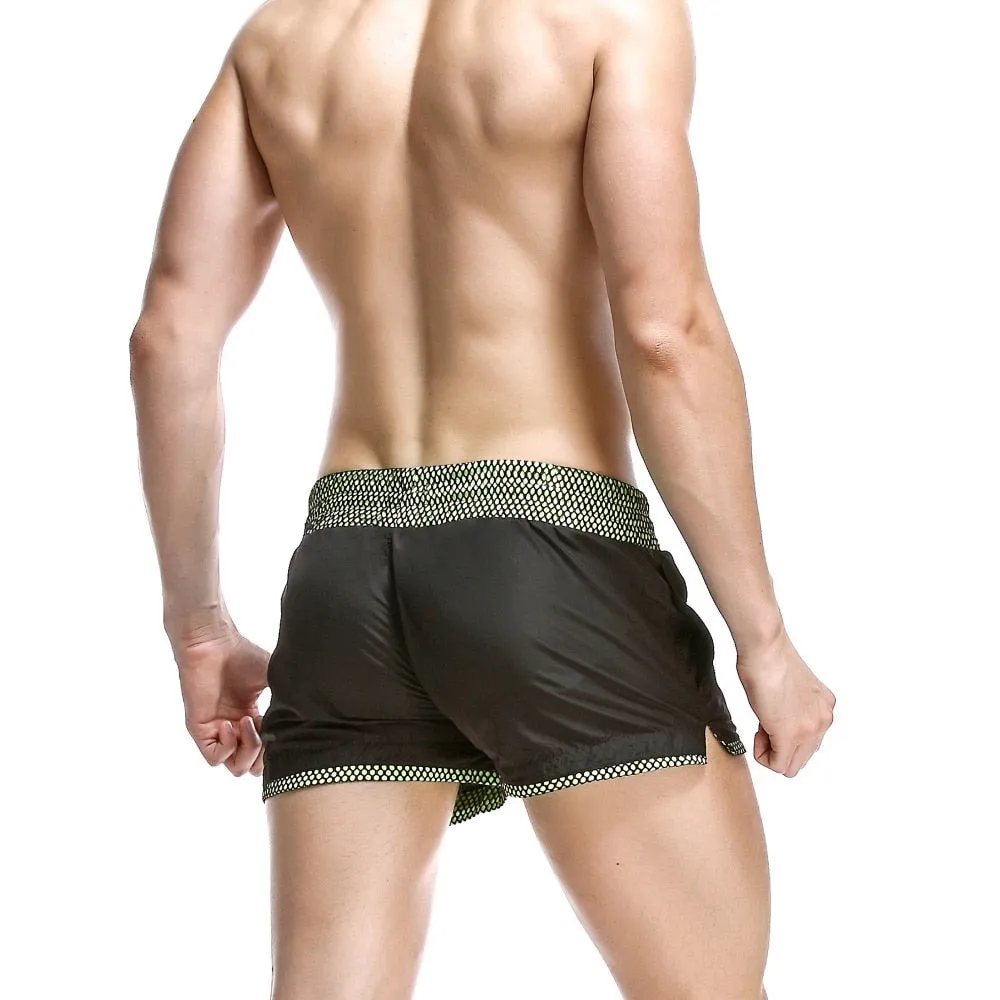 Solid Geometric Lining Sporty Shorts