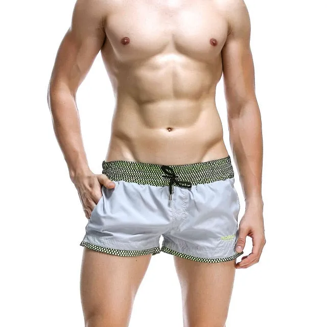 Solid Geometric Lining Sporty Shorts