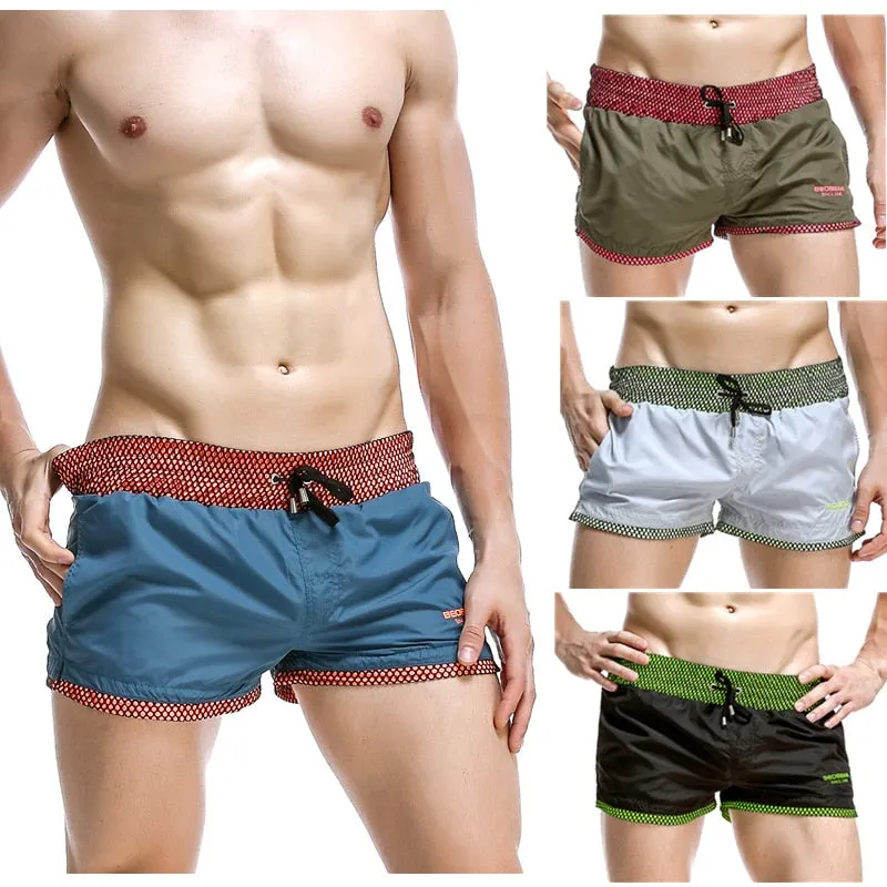 Solid Geometric Lining Sporty Shorts