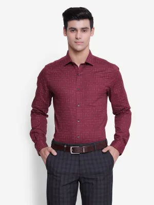 Solid Maroon Slim Fit Formal Shirt