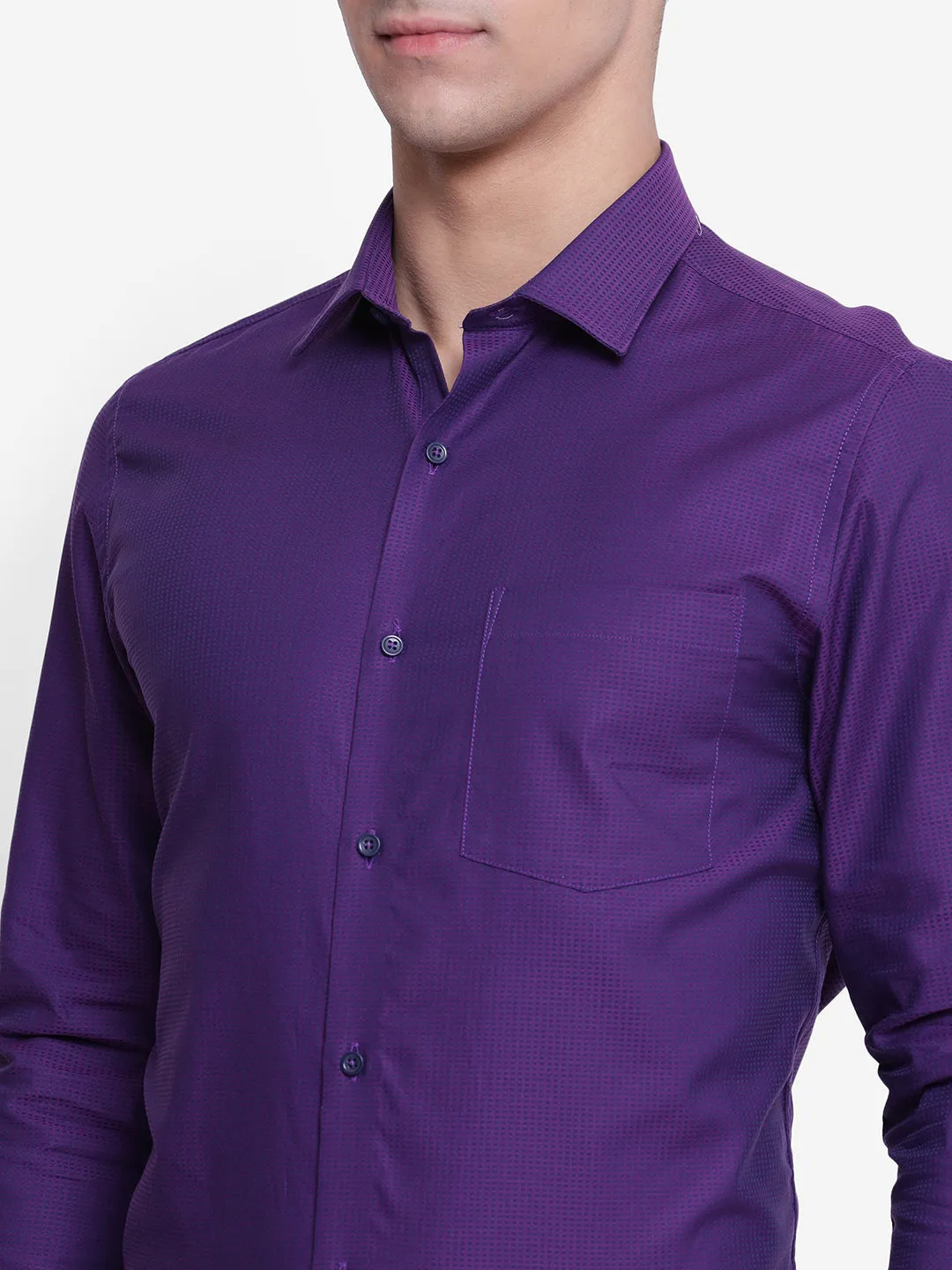 Solid Purple Slim Fit Formal Shirt