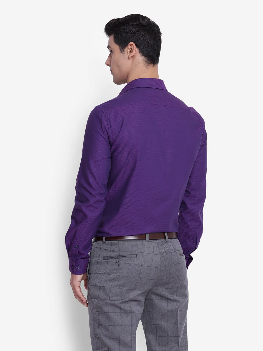 Solid Purple Slim Fit Formal Shirt
