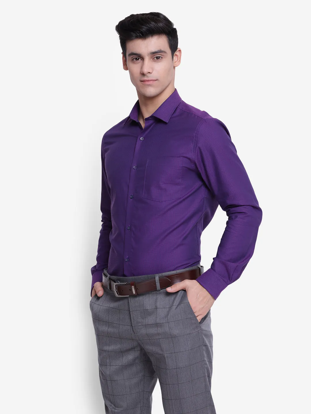Solid Purple Slim Fit Formal Shirt
