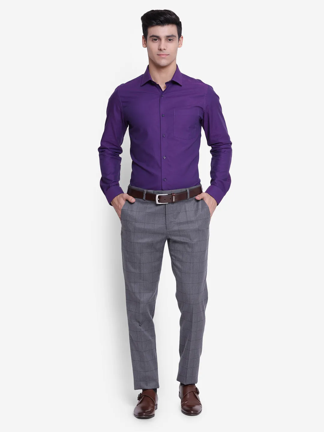Solid Purple Slim Fit Formal Shirt