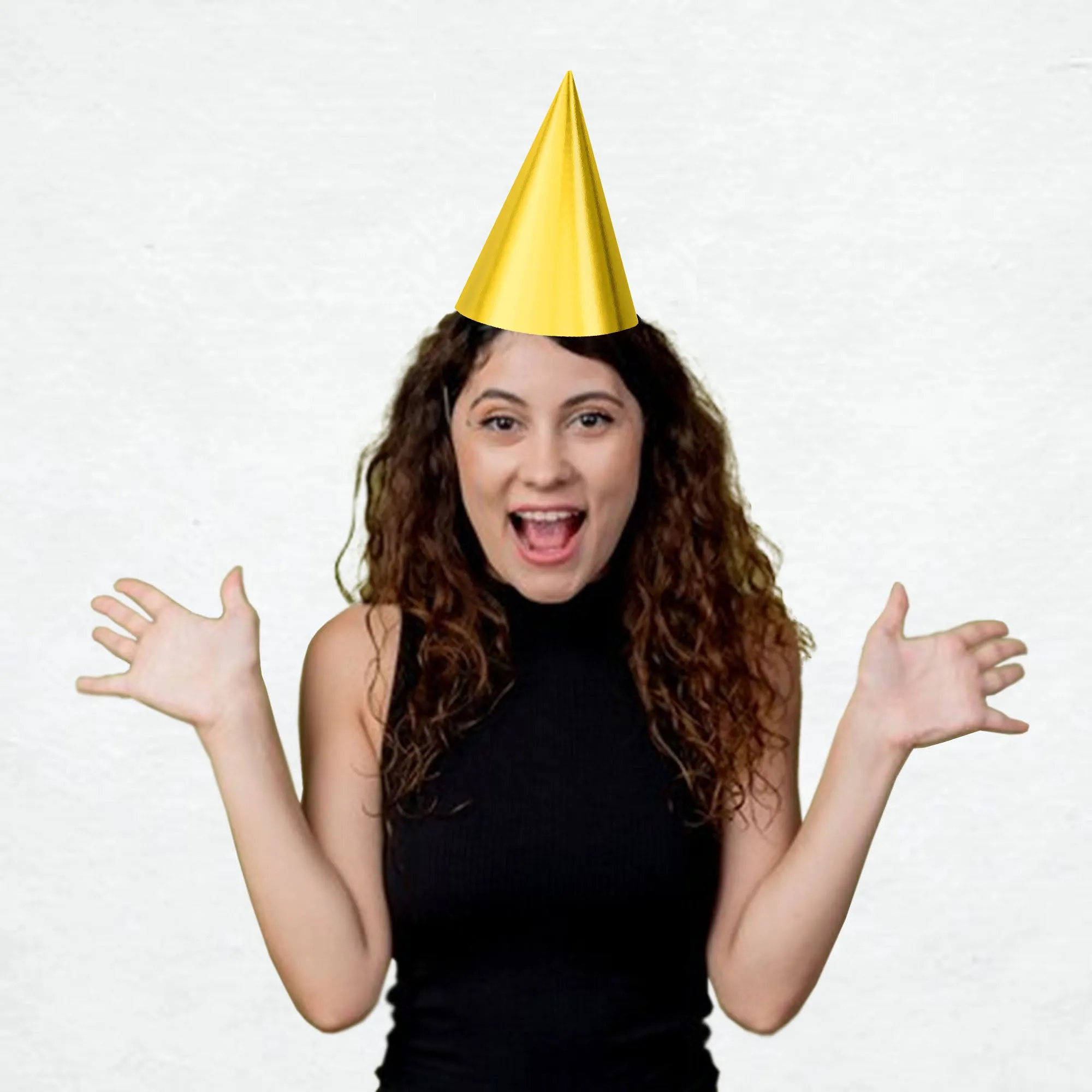 Solid Silver and Gold Foil Cone Party Hat Birthday Accessories, 12 Count