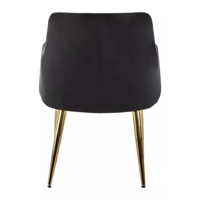 Sophia Dining Chair in Black Velvet and Gold Metal