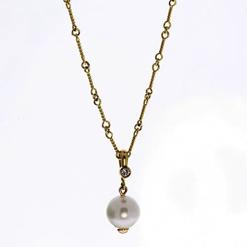 South Sea Pearl Pendant with 18 Karat Gold/Diamond Bail