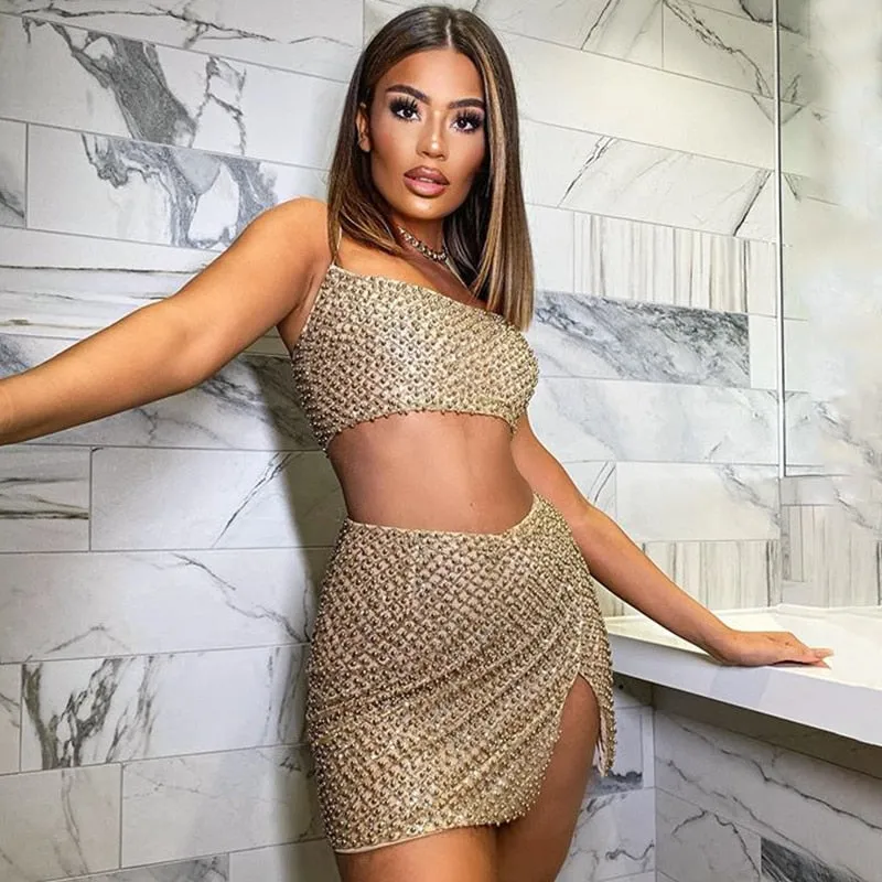 Spaghetti Strap Shiny Sequined