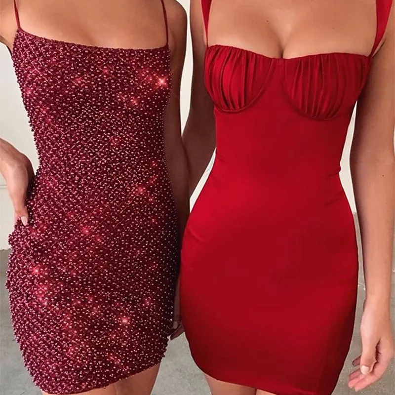 Spaghetti Strap Shiny Sequined