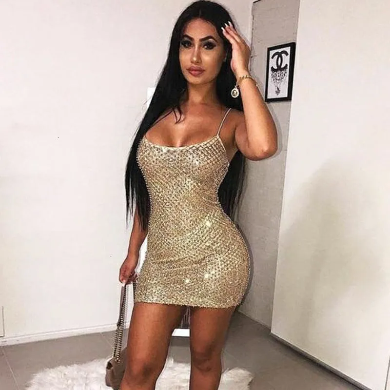 Spaghetti Strap Shiny Sequined