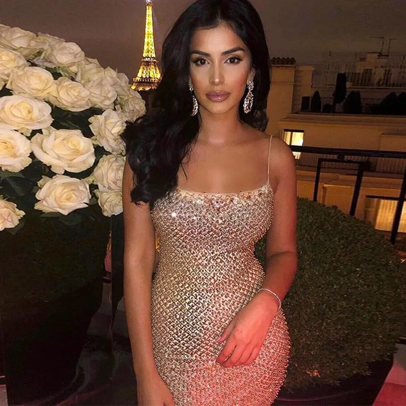 Spaghetti Strap Shiny Sequined