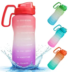Spanker Ultima Motivational Water Bottle Half Gallon with Handle, Time Marker Large Capacity 2000 ML, Leakproof BPA Free Fitness Sports Water Bottle (Pink Purple) - SSTP