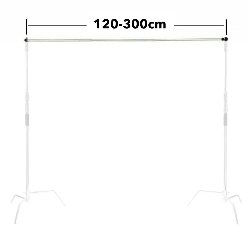 Spectrum Backdrop Stand Extendable Telescopic Crossbar Rod (1.2m - 3m) - Black / Silver