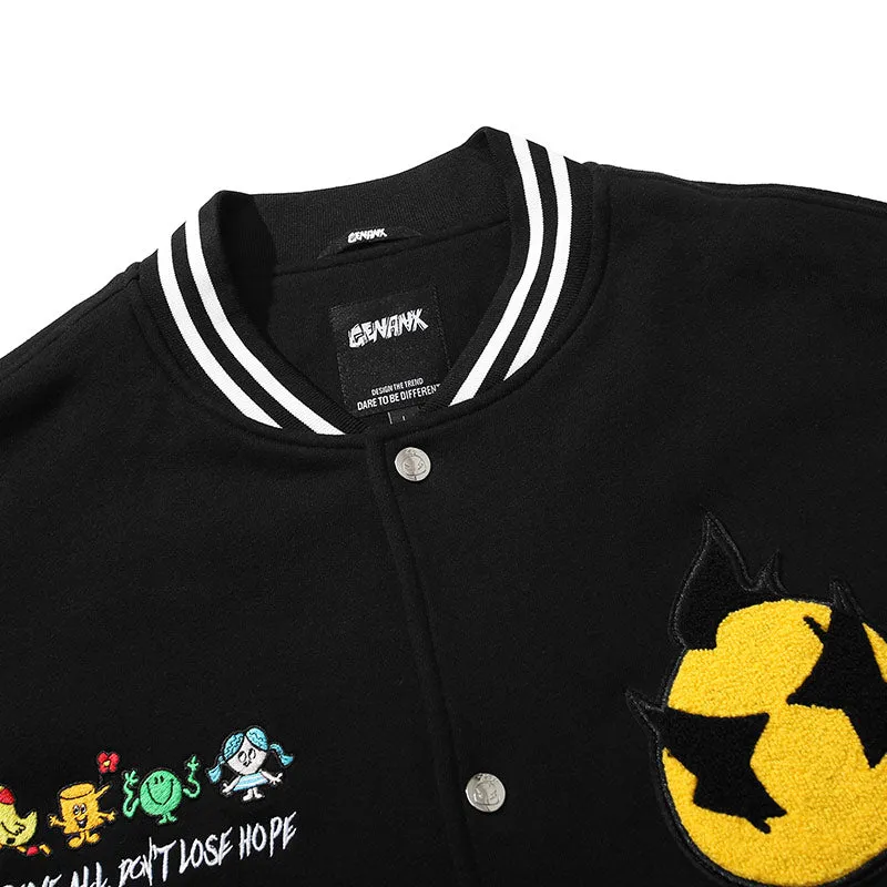 Sports Style Contrast Color Baseball Collar Jacket