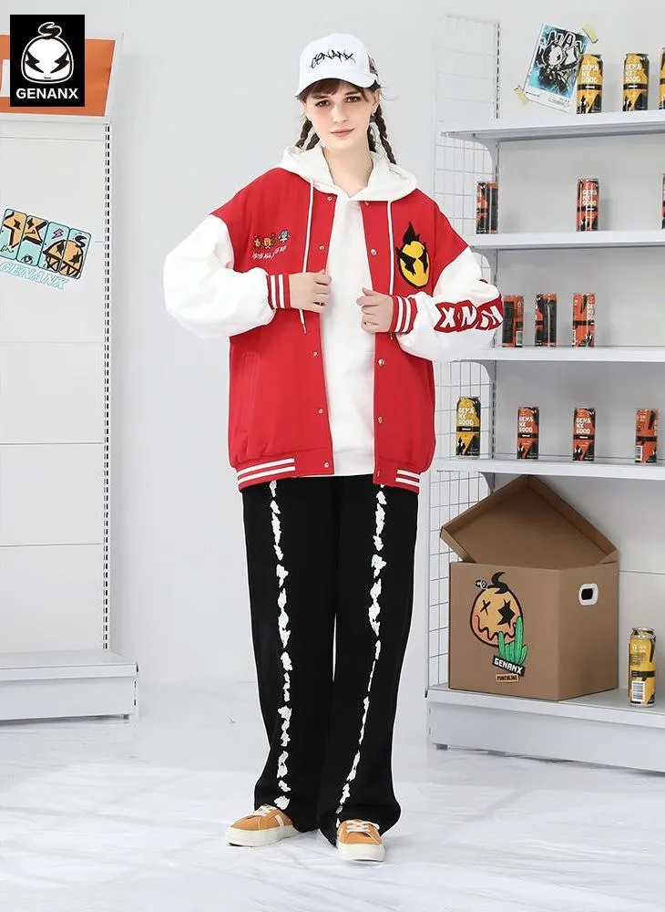 Sports Style Contrast Color Baseball Collar Jacket