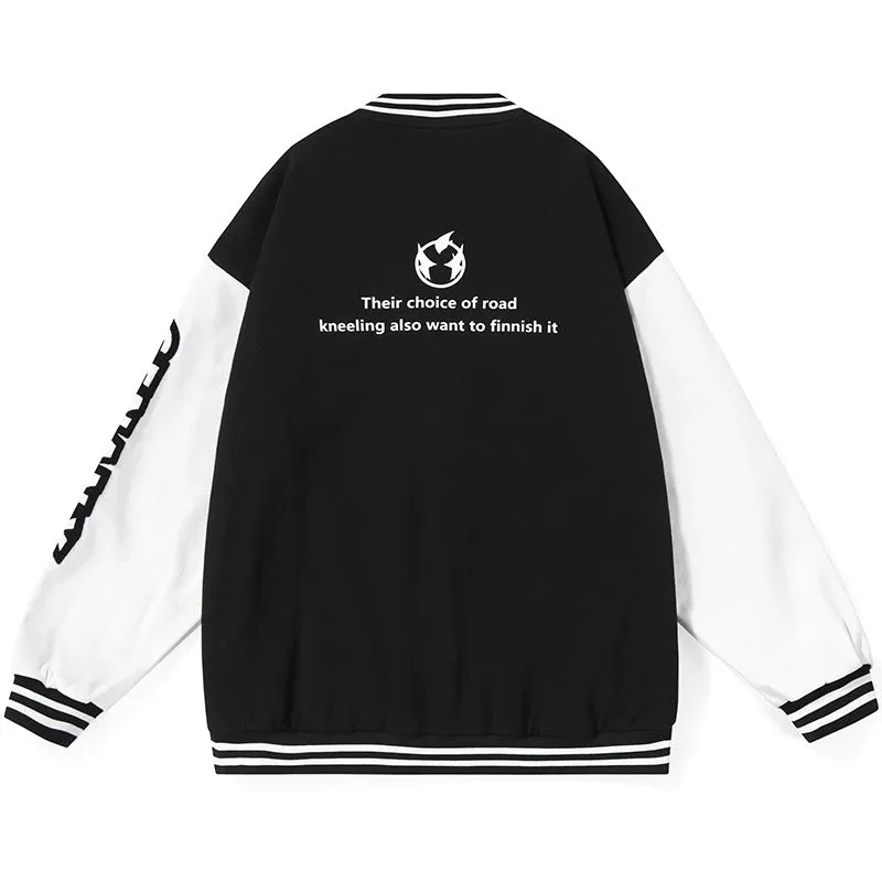 Sports Style Contrast Color Baseball Collar Jacket