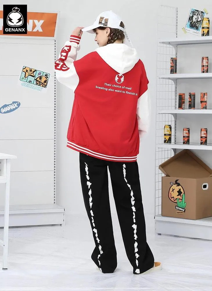 Sports Style Contrast Color Baseball Collar Jacket