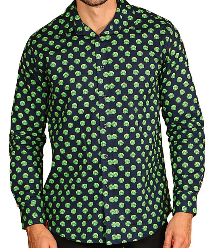Sprout/Navy - Printed Christmas shirt