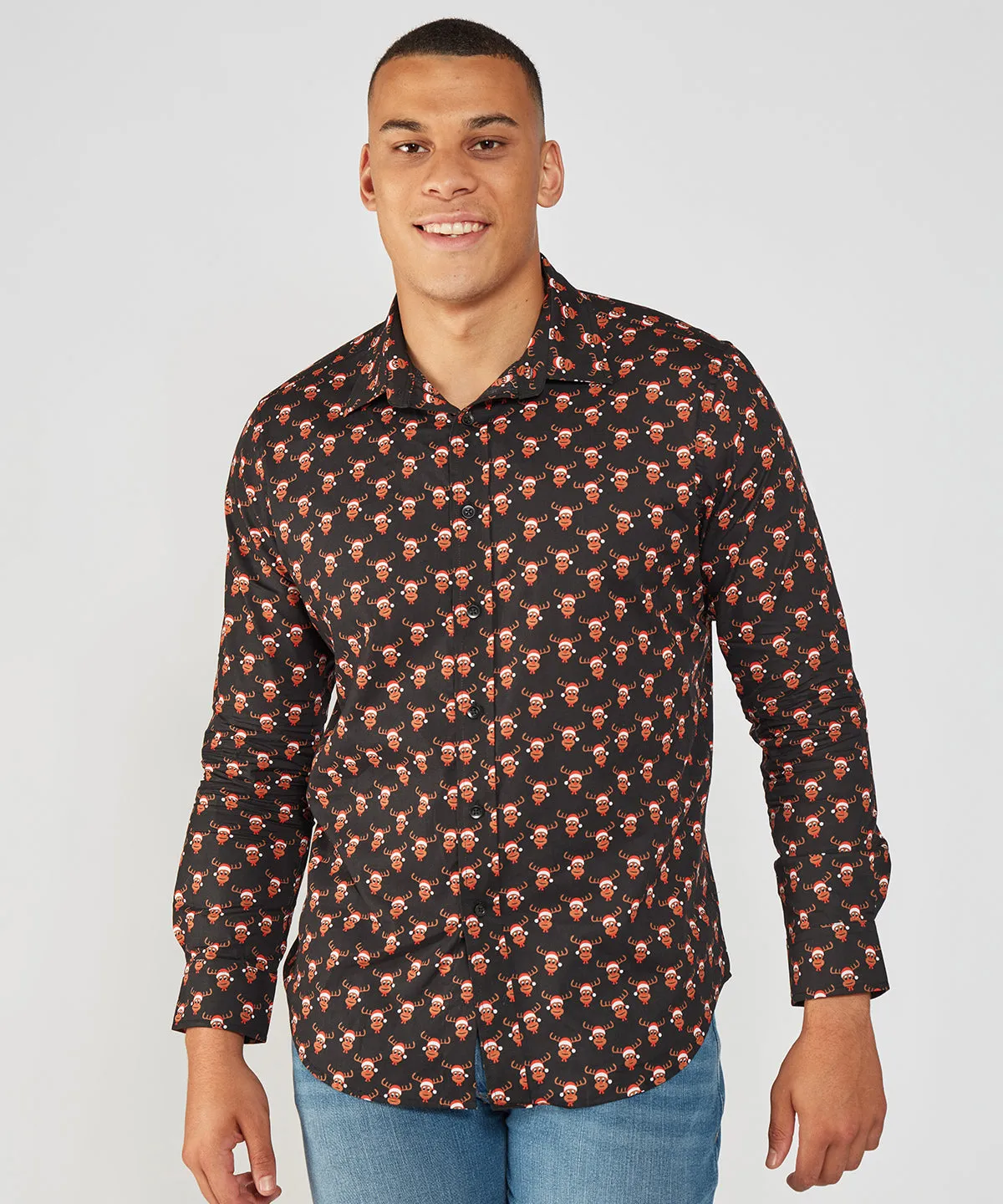 Sprout/Navy - Printed Christmas shirt