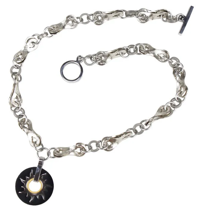 Stainless Steel Black and Silver Sun Necklace