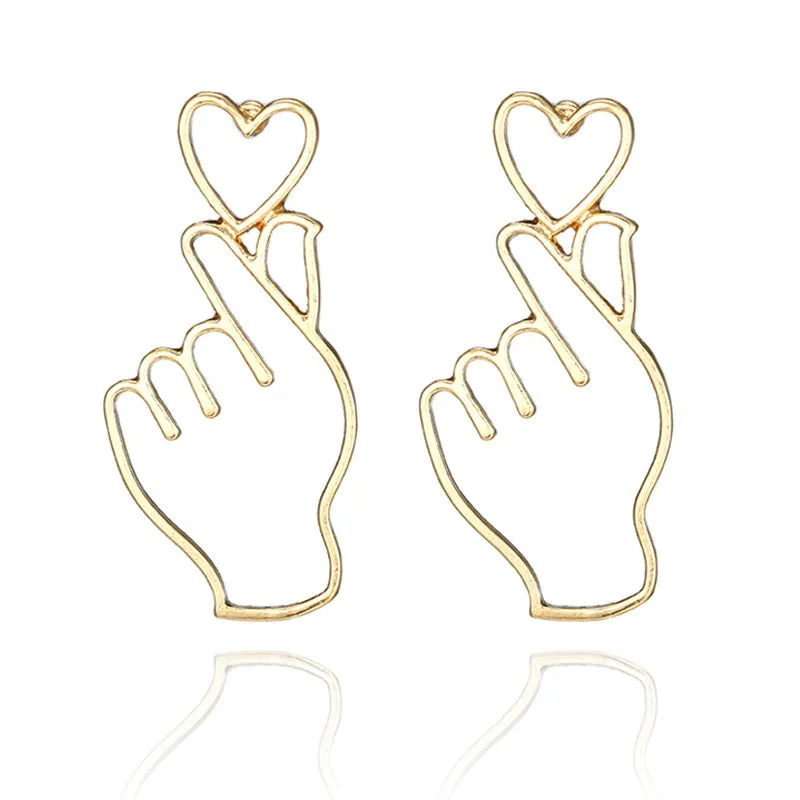Stainless Steel Jewelry Real Heart Stud Earrings For Women in Gold Color and Silver Color