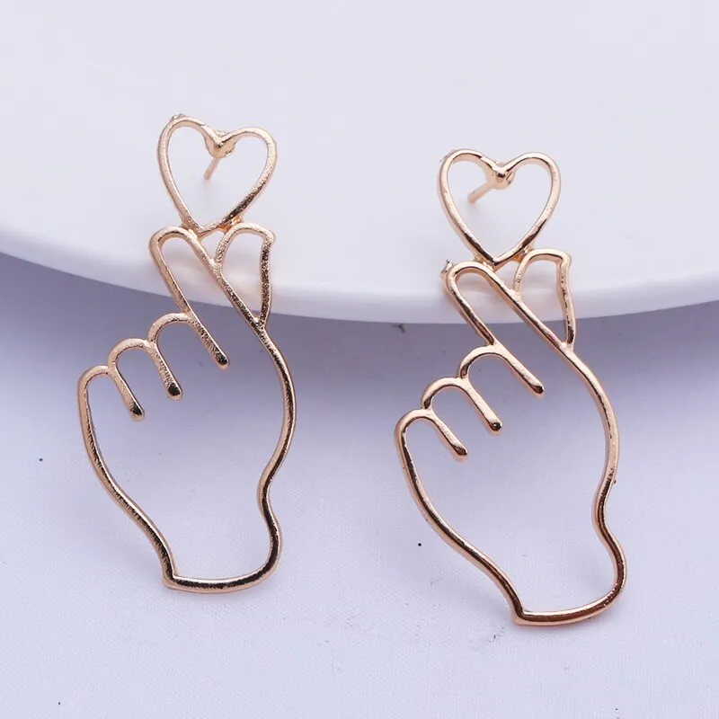 Stainless Steel Jewelry Real Heart Stud Earrings For Women in Gold Color and Silver Color