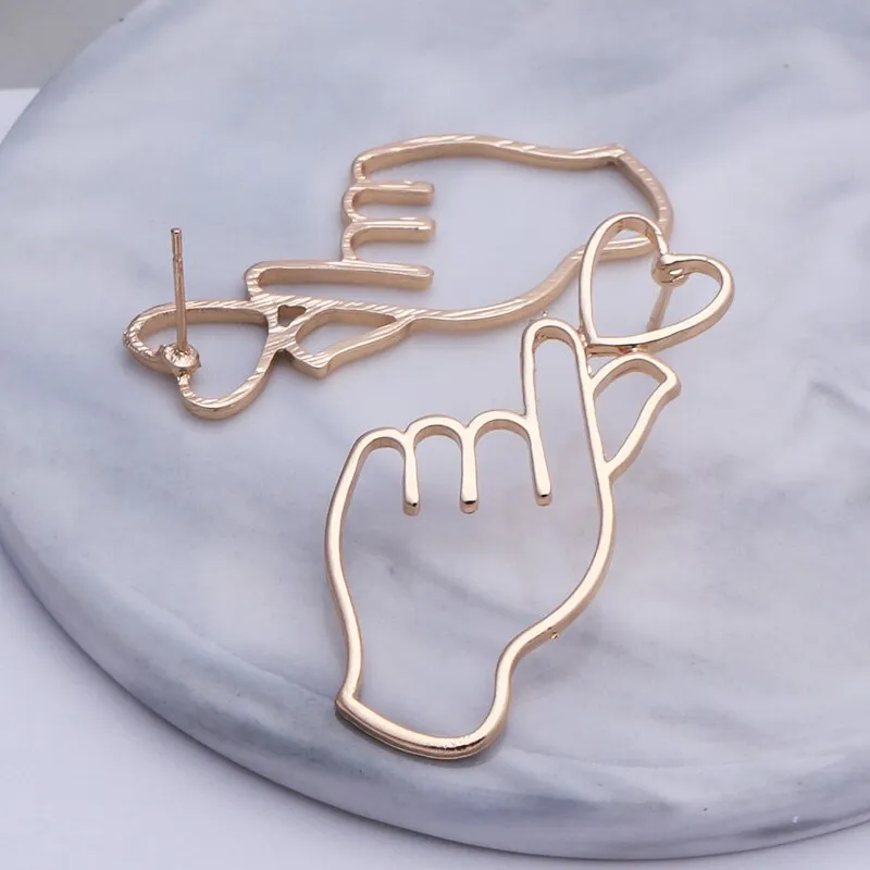 Stainless Steel Jewelry Real Heart Stud Earrings For Women in Gold Color and Silver Color