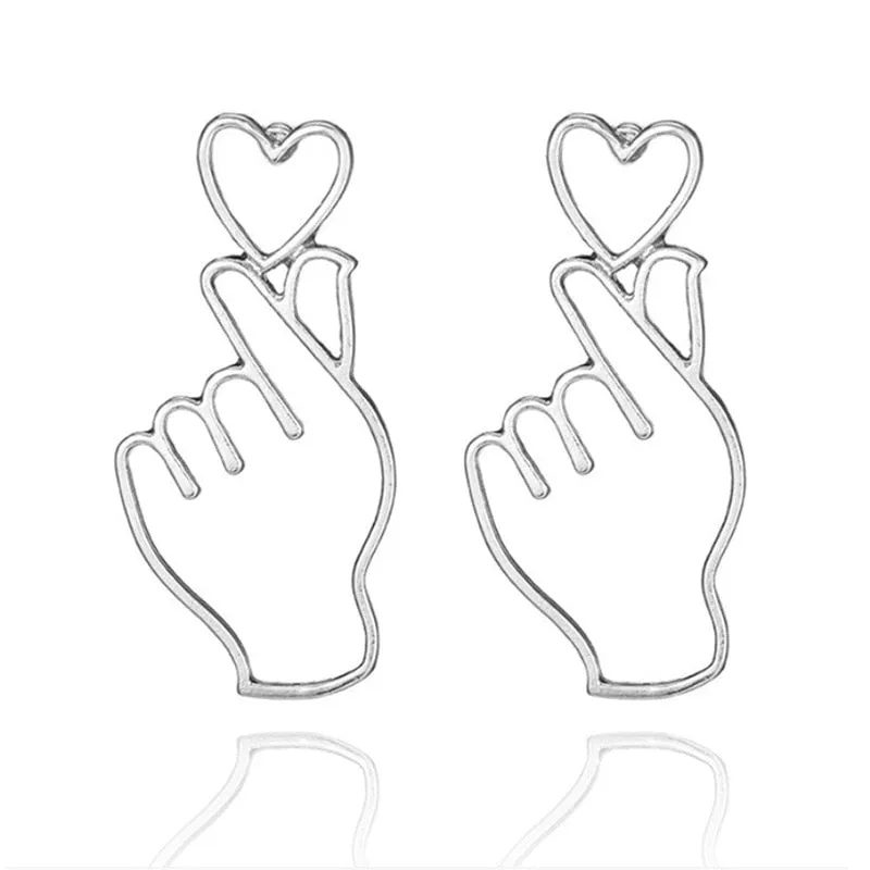 Stainless Steel Jewelry Real Heart Stud Earrings For Women in Gold Color and Silver Color