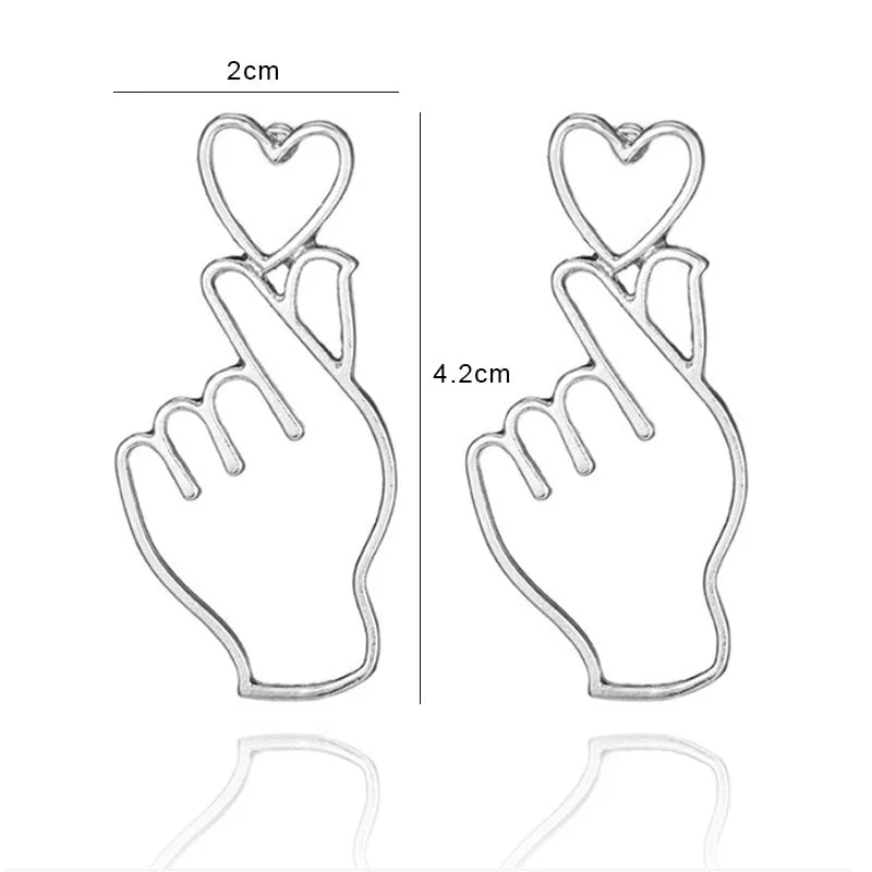Stainless Steel Jewelry Real Heart Stud Earrings For Women in Gold Color and Silver Color