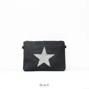 Star Canvas Clutch With Detachable Strap