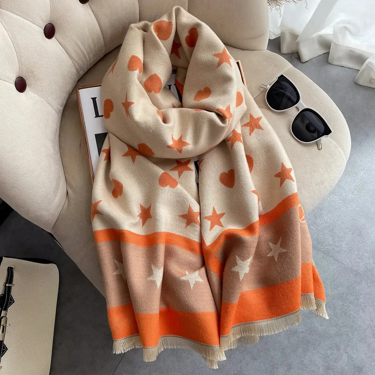 Star Thick Warmth Cashmere Korean Spring And Autumn Ladies Scarf