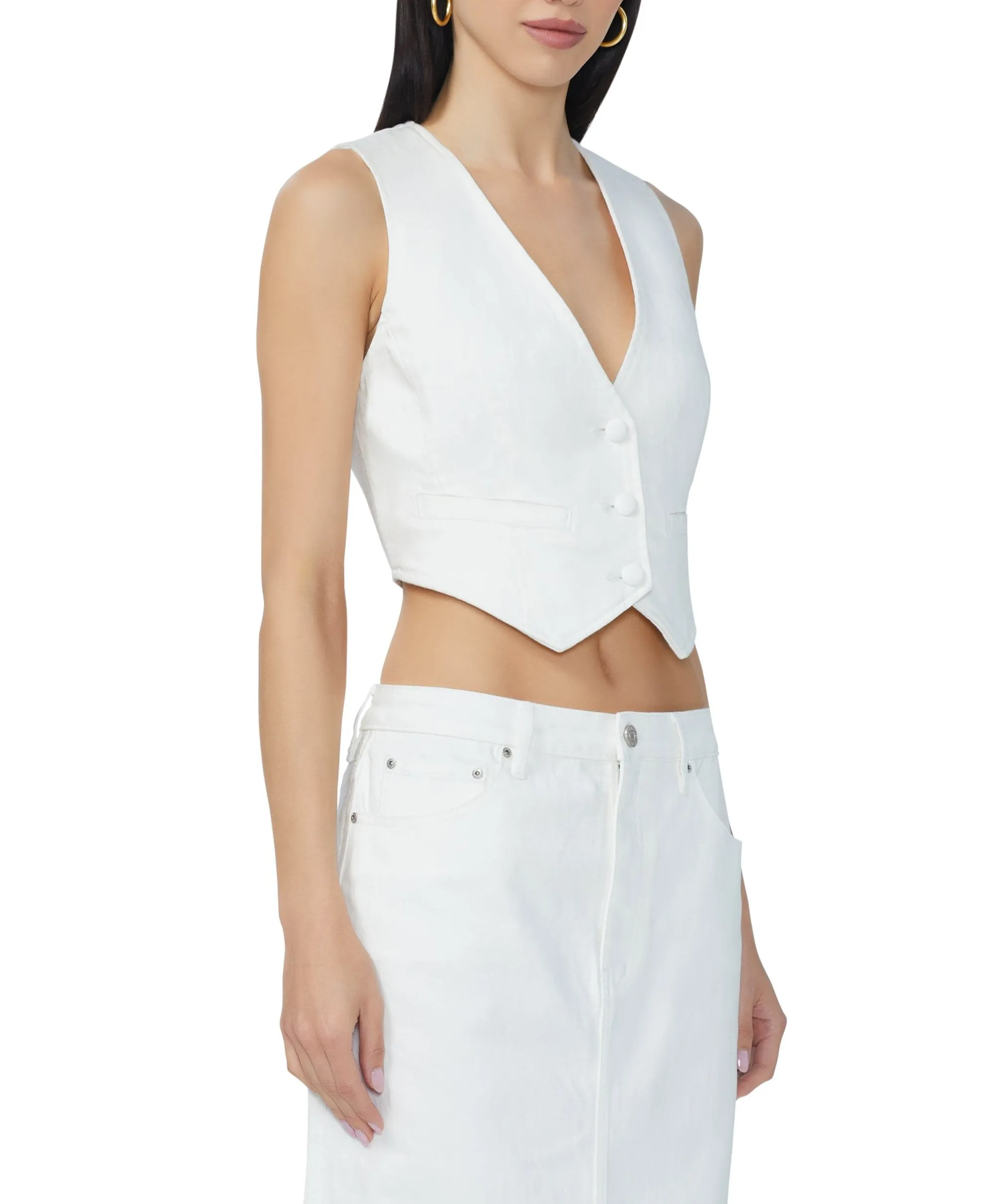 Sterling Denim Vest - White