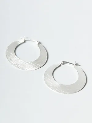 Sterling Silver Flat Hoop Earrings - Large